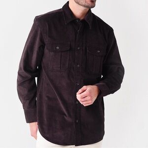 Men’s XL FILSON Bison Brown 12-Wale Corduroy Button Front Heavyweight Shirt